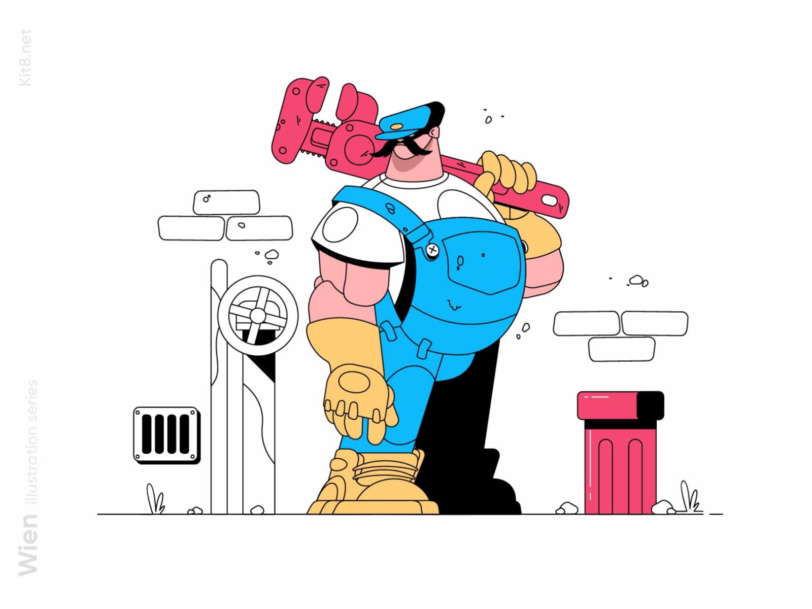 Qualified plumber illustration man character flat vector illustration.jpg