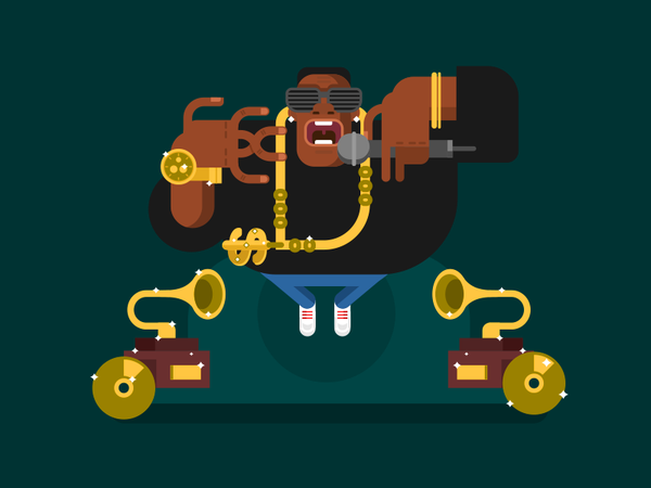 Rapper vinyl music black character rapper illustration vector flat kit.png