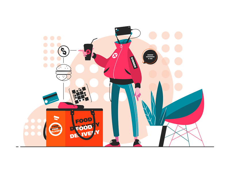Robot delivery service kit8 flat vector illustration character man ser.png