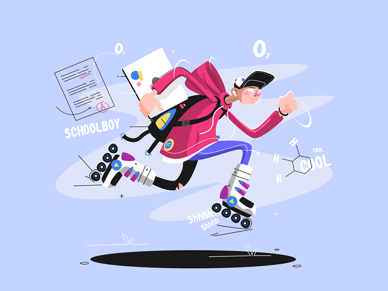 Rollerblading teenager moving fast kit8 flat vector illustration chara.png