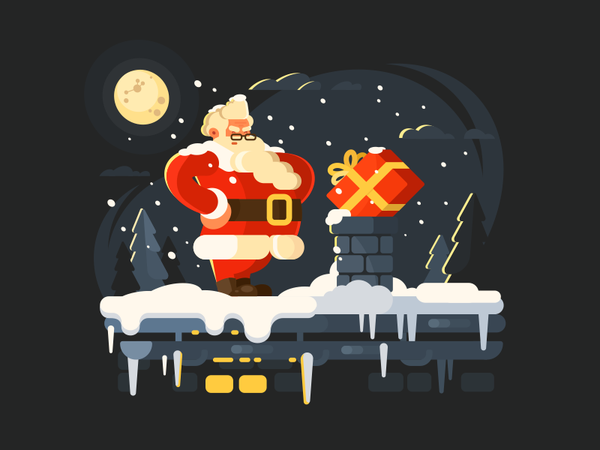 Santa on roof snow winter holiday roof claus christmas santa character.png