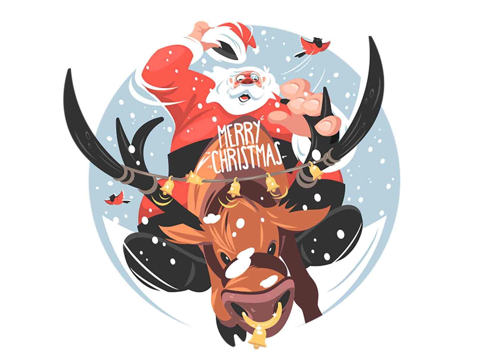 Santa riding on deer illustration man ride winter animal dear santa cl.jpg