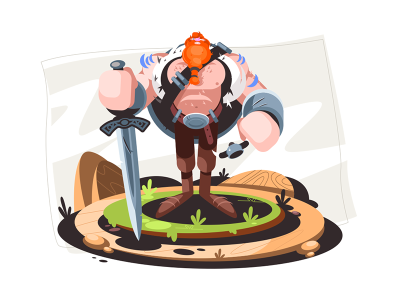 Scandinavian mythology character viking kit8 flat vector illustration.png