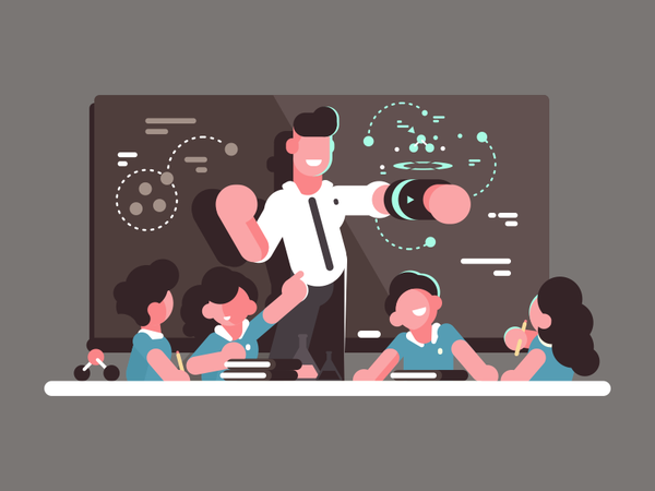 School teacher man hologramб character future lesson school illustrati.png