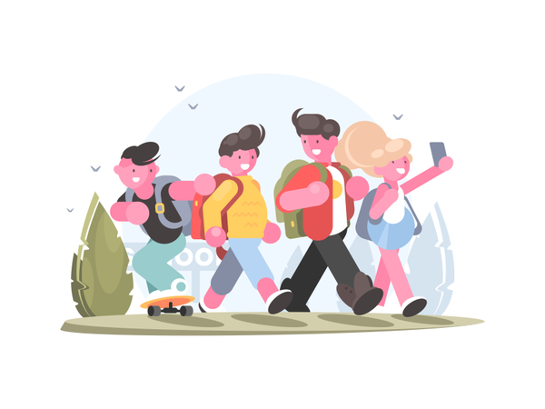 Schoolkids illustration vector flat kit8 character friendship teenager.png
