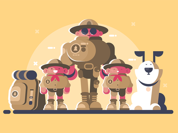 Scouts character children dog rucksack scout kit8 flat vector illustra.png
