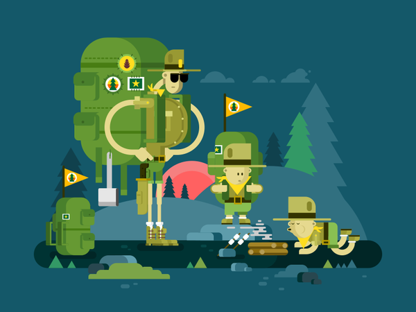 Scouts children boy character scouts illustrate vector flat kit8.png