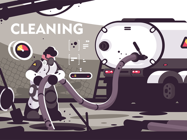 Sewer Cleaning service flat poster character uniform plumber professio.png