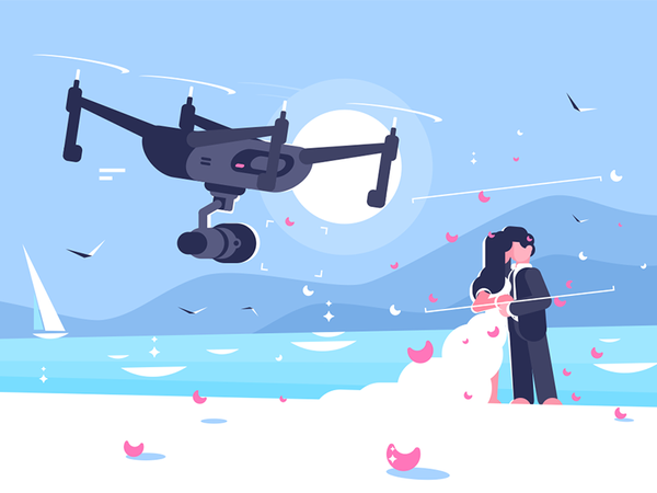 Shooting drone over wedding character newlyweds camera quadcopter flyi.png