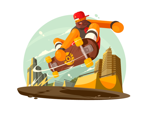 Skateboarder skate city board sport guy skater skateboard lifestyle il.png