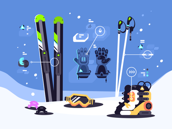 Ski Equipment illustration vector flat kit8 mask glove boot accessorie.png