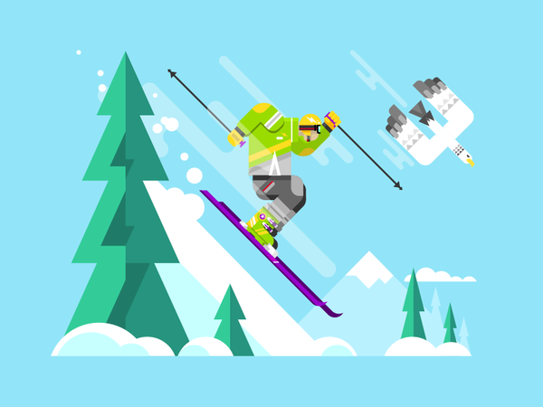 Skier eagle mountain ski snow winter character sport skier illustratio.png