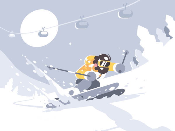Skier character extreme mountain skier sport winter ski snow illustrat.png