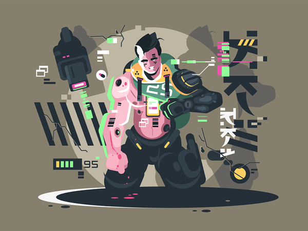 Smart drone character charge robot man drone smart kit8 flat vector il.png