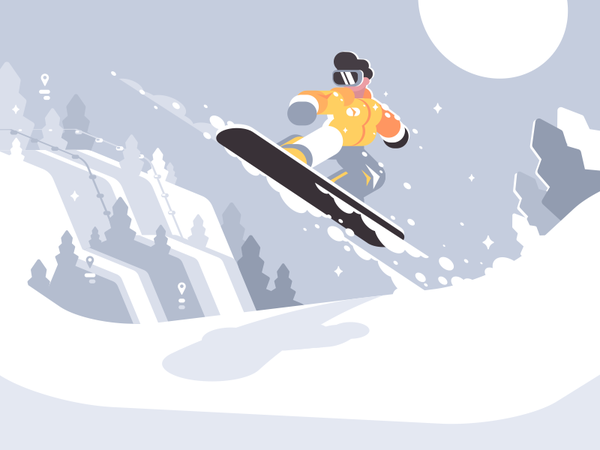 Snowboarder illustration vector flat kit8 character slope jump extreme.png