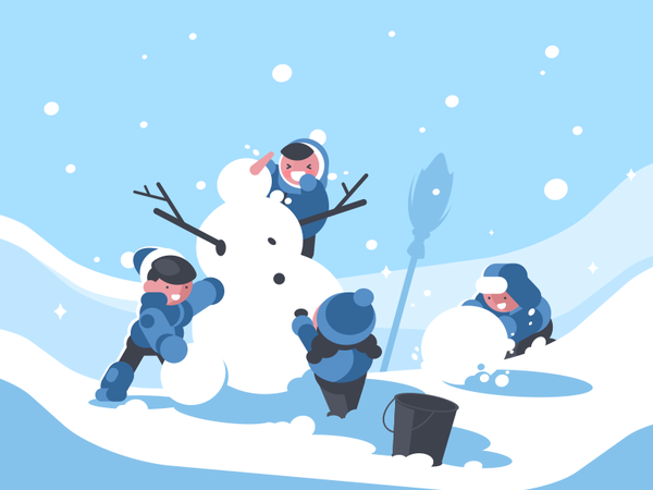 Snowman character build child snow winter snowman illustration vector.png