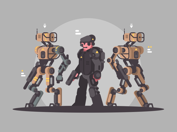 Soldier drone technology police future robot drone illustration vector.png