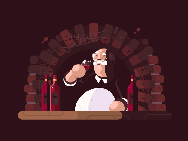 Sommelier drink man illustration vector flat character wine sommelier.png
