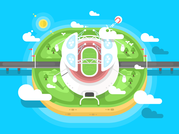 Stadium water cloud sport ball tennis view top stadium illustration ve.png
