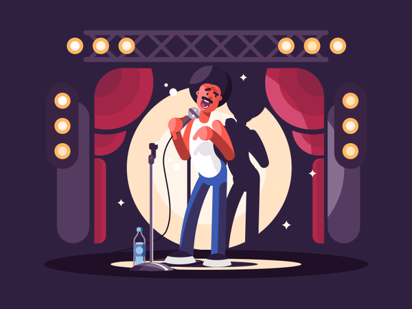 Standup stage microphone man black comedy standup character illustrati.png
