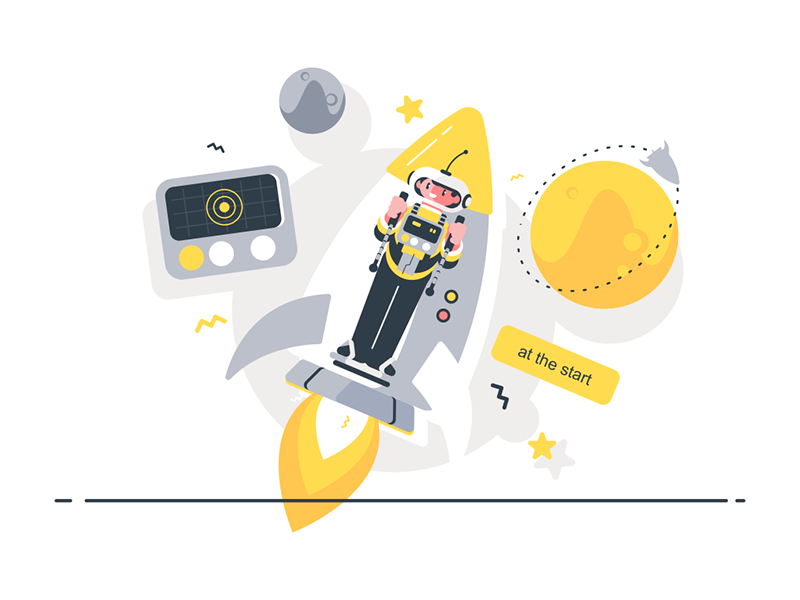 Start up on rocket jet pack kit8 flat vector illustration character ma.png