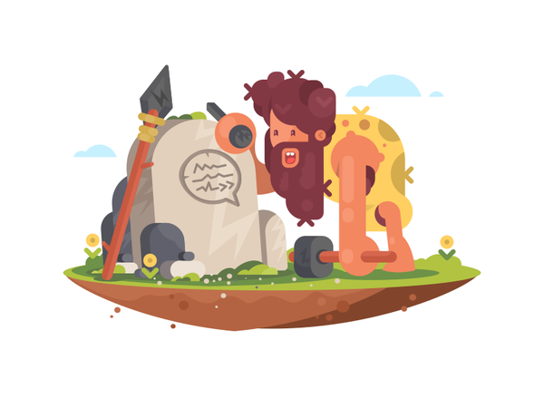 Stone age message wild man caveman stone characters illustration vectr.png
