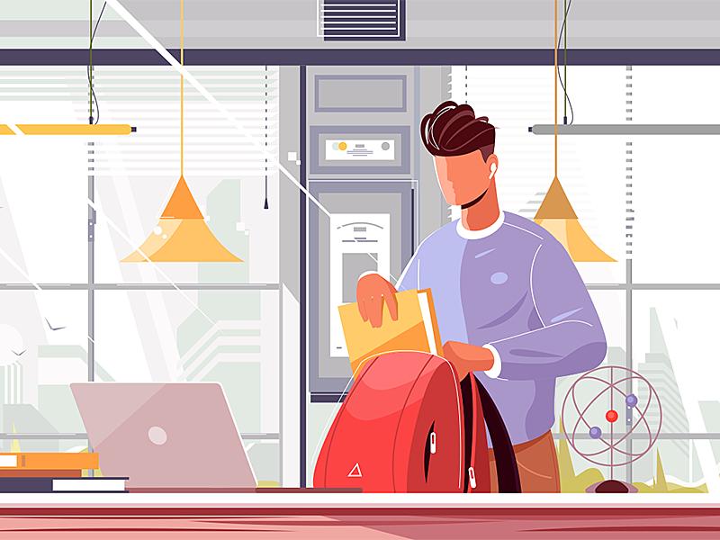Student packing backpack kit8 flat vector illustration character guy y.png