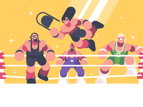 Strong wrestlers in ring character show fighter sport strong ring wres.png