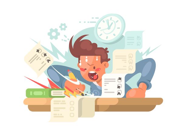Student on exam young school university education exam student illustr.png
