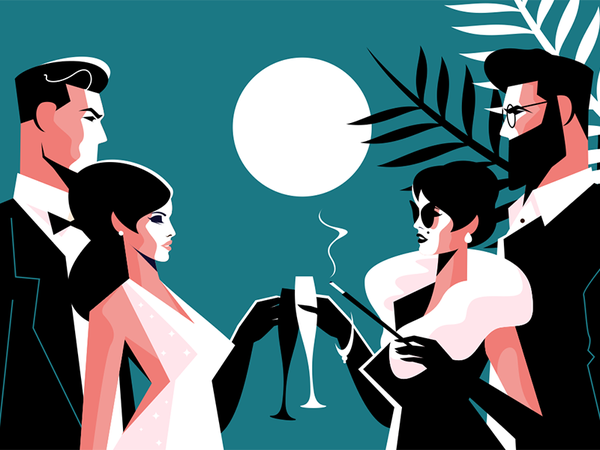 Stylish forties concept party character woman man fashion party fortie.png