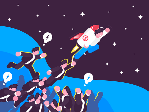 Successful launch of startup character man spacecraft project rocket b.png