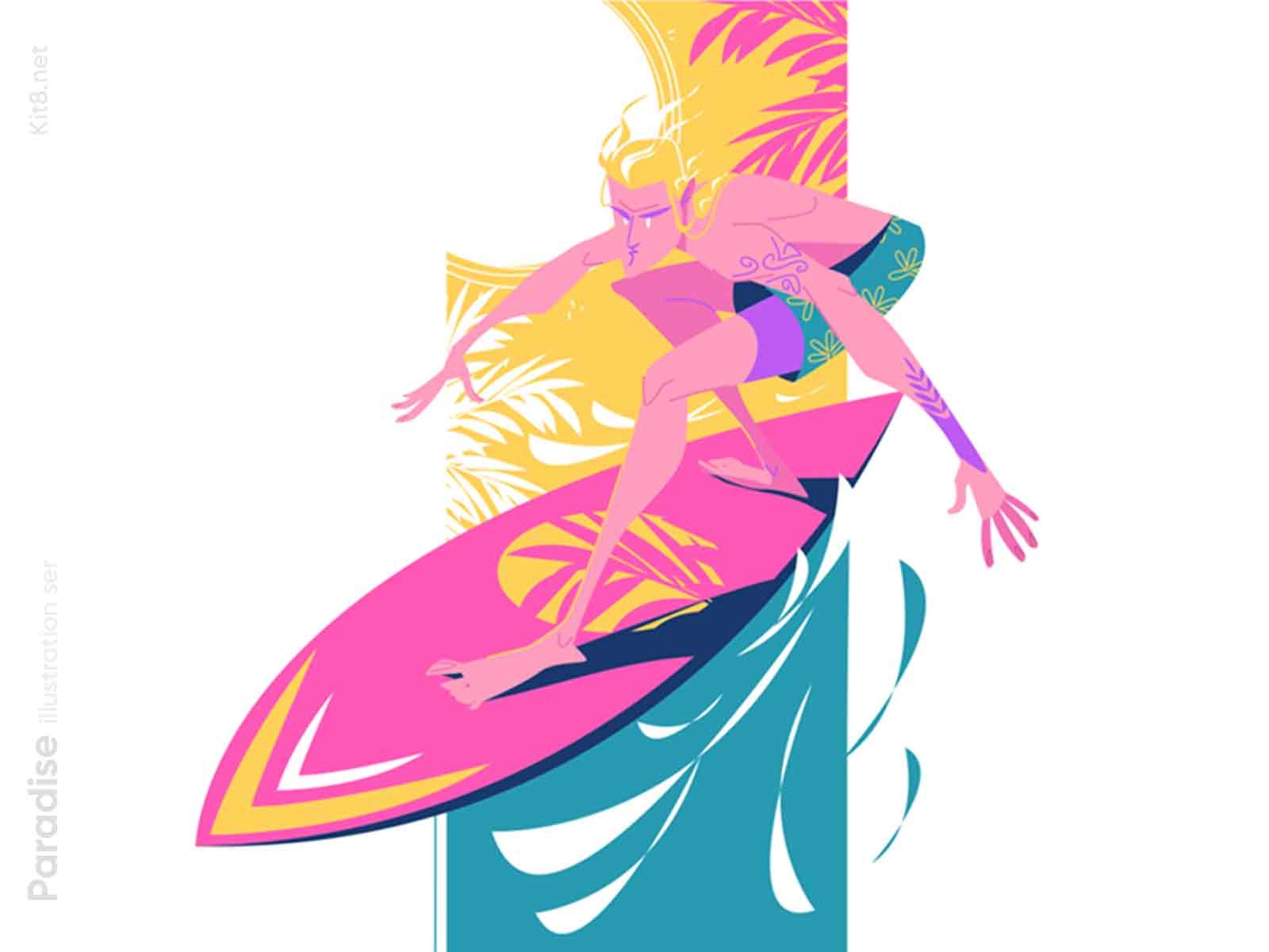 Surfer illustration acean wave surfboard surfer surf man character fla.jpg