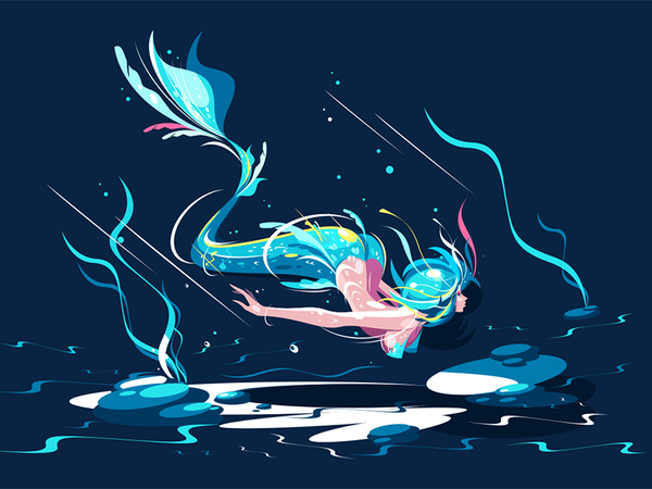 Swimming fairy mermaid kit8 flat vector illustration character nymph s.png