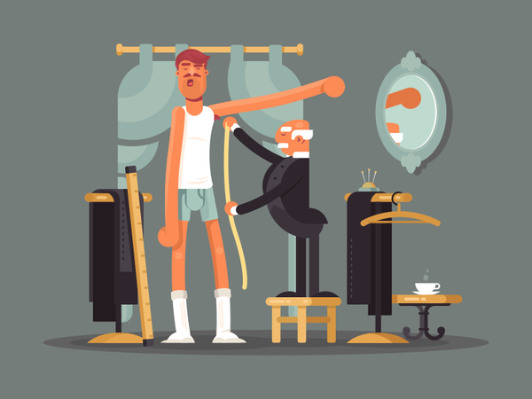 Tailor shop measure tailoring suit character man shop tailor illustrat.png