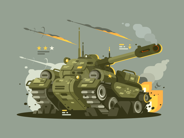Tank cannon fire battle war military tank illustration vector flat kit.png