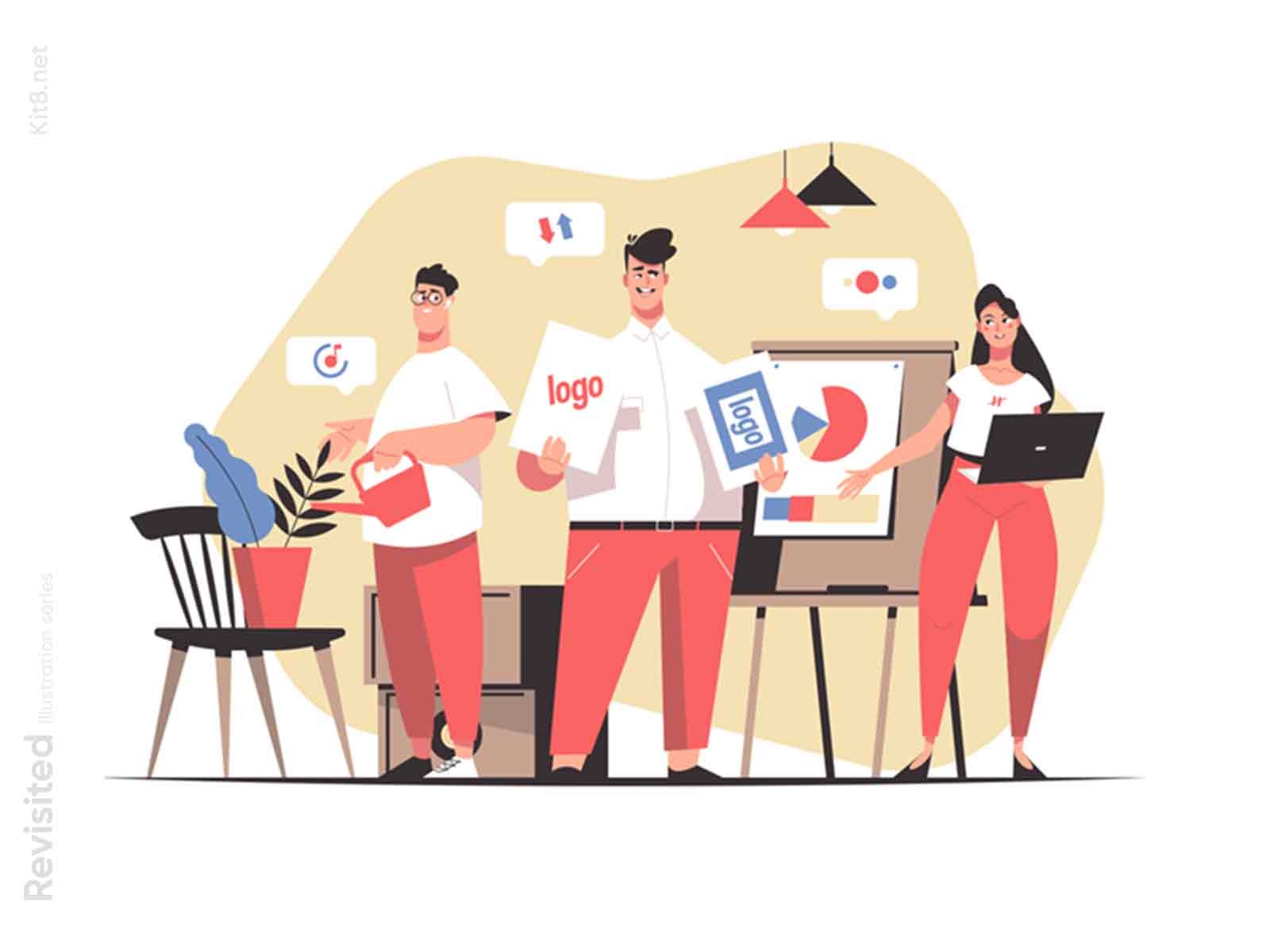 Team work illustration process branding logo presentation talk descuss.jpg