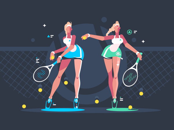 Tennis Players Girl character sport girl ball court racket tennis illu.png