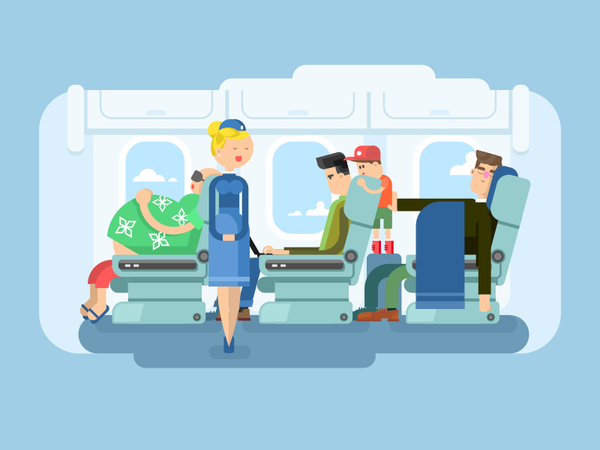The flight airplane stewardess interior passenger plane illustration v.png