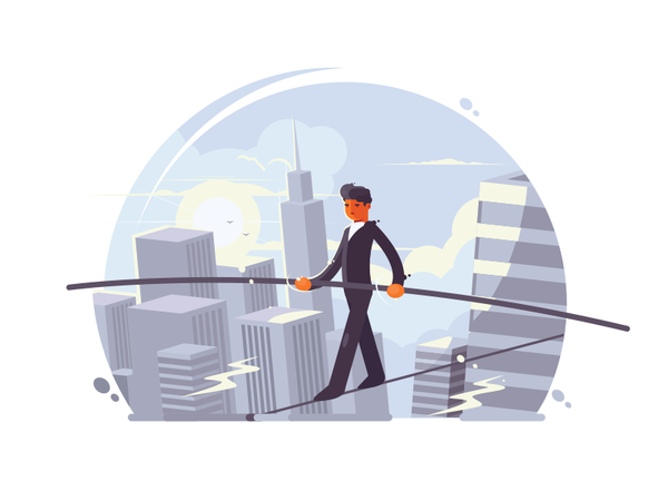 Tightrope walker risk balance tightrope rope walker stick ropewalker s.png