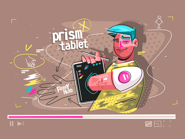 Through tablet prism kit8 flat vector illustration character hand demo.png