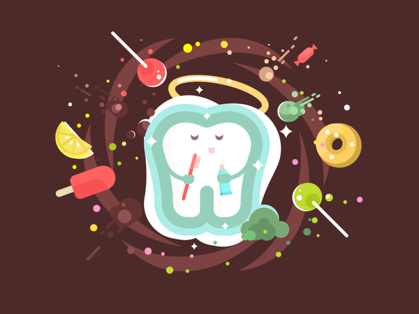 Tooth icon sweets brush health character tooth illustration vector fla.png