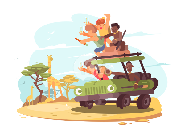 Tourists on safari safari park group adventure outdoor people tourism.png