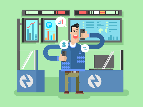 Trader buy sell phone man character trader broker stocks illustration.png