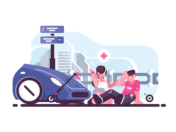 Traffic accident character man woman collision scooter car accident tr.png