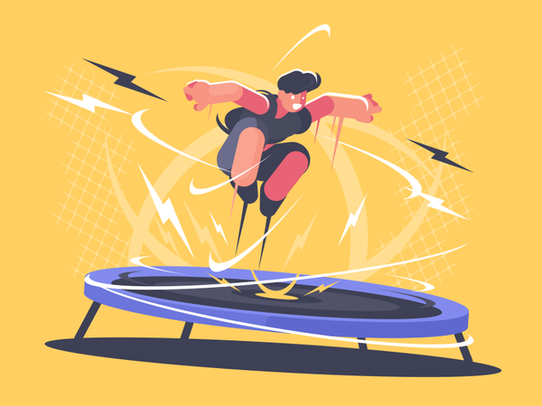 Trampoline character acrobat jump athlete sport trampoline illustratio.png