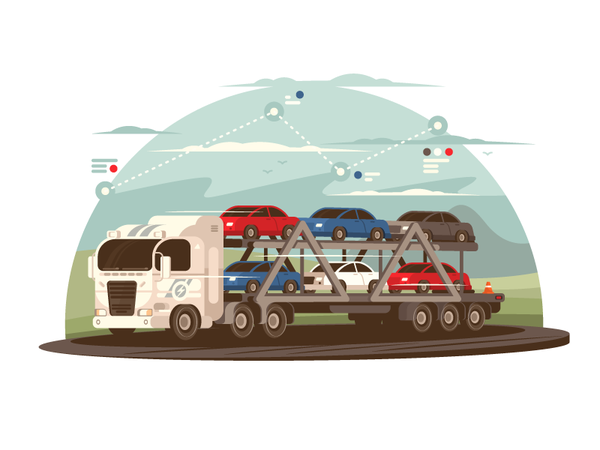 Transportation of cars cargo road truck business auto transport car ve.png