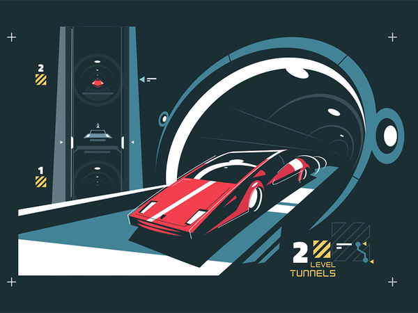 Two levels cars tunnel with map auto traffic map tunnel car level two.png