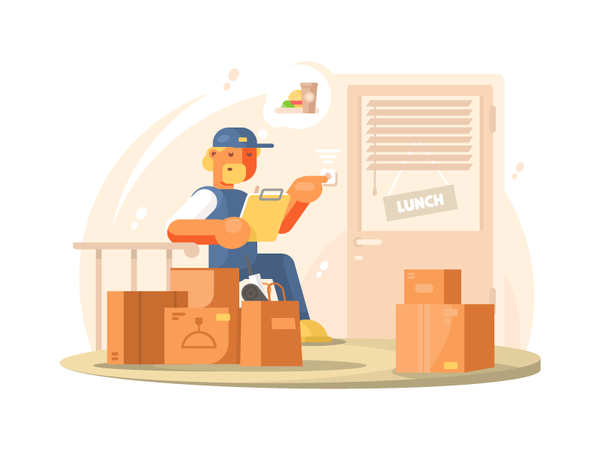 Uniformed deliveryman cartoon courier male delivery uniform character.png