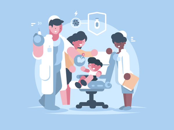 Vaccination character immunization needle physician patient child medi.png