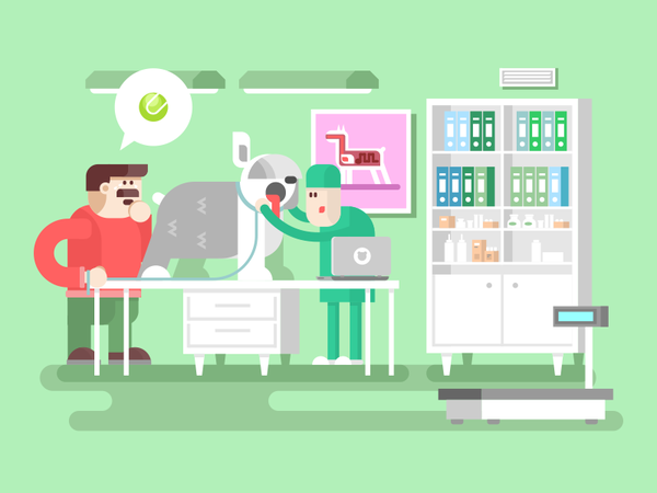 Veterinary clinic character inspection table room doctor dog clinic ve.png
